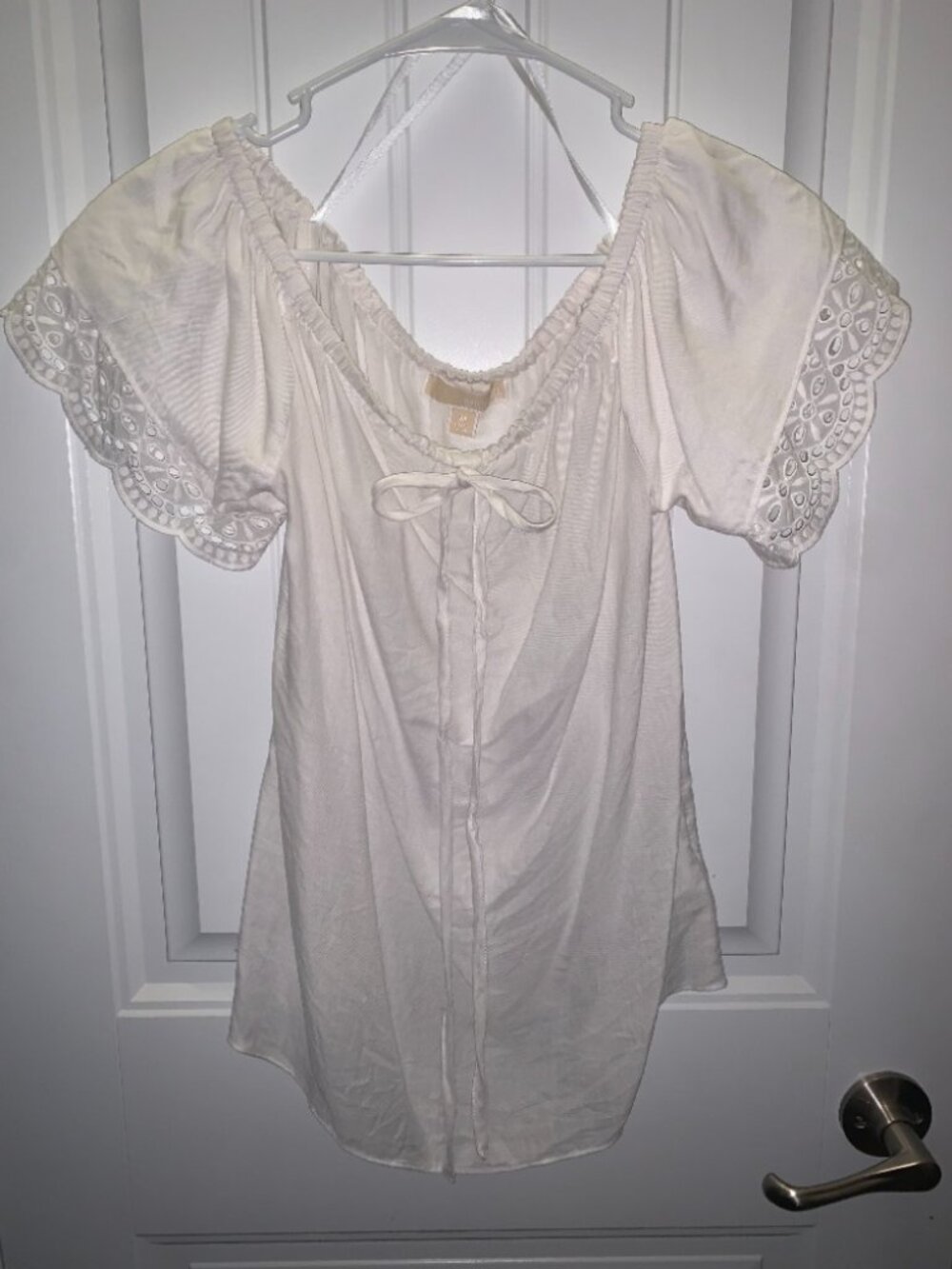 NWOT MKors White Eyelet Trimmed Top